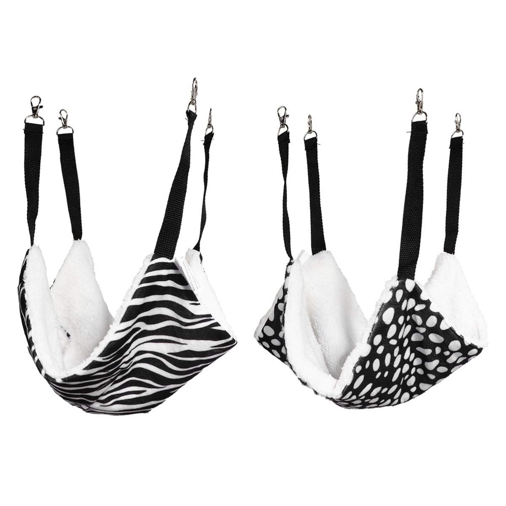 BESPORTBLE 2-Piece Breathable Reversible Cat Hammock Set for Cats and Small Dogs, Polka Dot and Zebra Designs