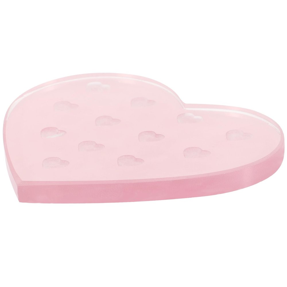 Glass Eyelash Glue Holder with Pink Heart Shape for Salons
