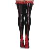 GAYLOP Sexy Long Latex Stockings with Ruffles in French Maid Style, Black with Red, XS view 1