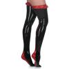 GAYLOP Sexy Long Latex Stockings with Ruffles in French Maid Style, Black with Red, XS view 3