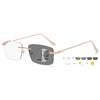 ABETOS Photochromic Progressive Reading Glasses, Rimless, Blue-Light Filter, Gold +1.5 view 1
