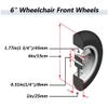 6-Inch Non-Inflatable Wheelchair Front Wheels, 1 Pair, Gray Solid Tires with ABS Hubs view 3