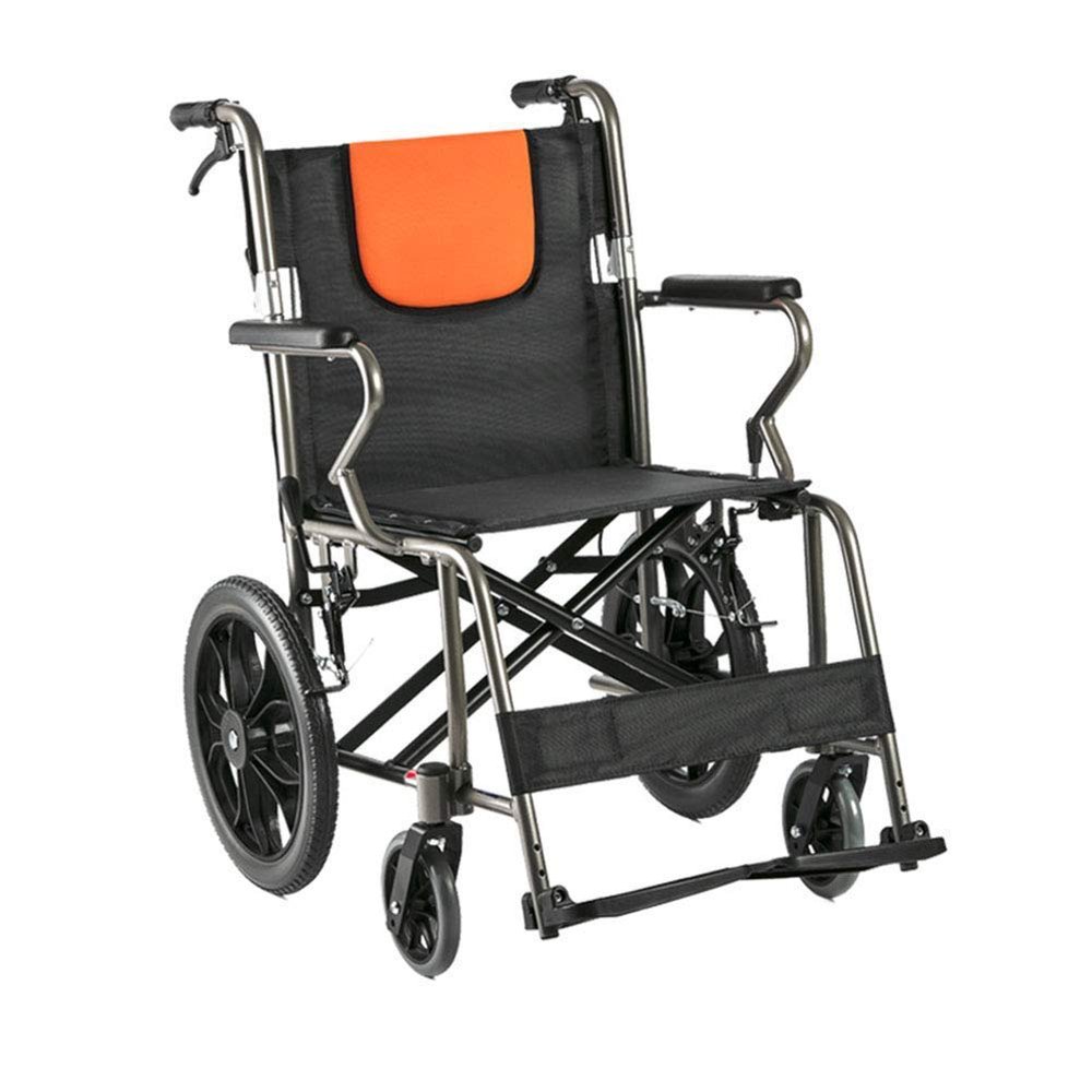 PNAJFUEL Foldable Aluminum Alloy Wheelchair with Belt and Double Shock Absorbers