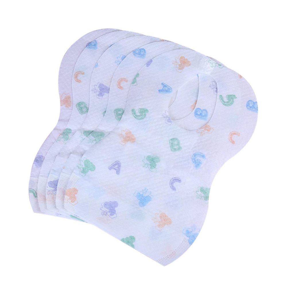 KOMBIUDA 10-Pack Disposable Baby Bibs with Crumb Catcher Pocket