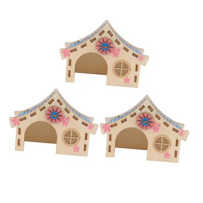 Sosoport Hamster Wooden Villa Toy - 3 Pack