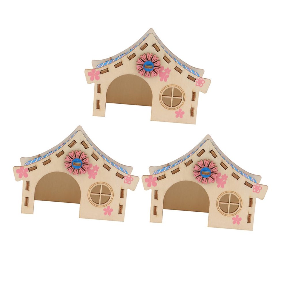 Sosoport Hamster Wooden Villa Toy - 3 Pack