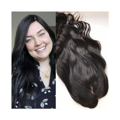 Natural-Looking European Human Hair Topper for Women, 12 x 13 cm Silk Top with PU Perimeter and 4 Clips, 8–22 in Natural Wavy Virgin Hair