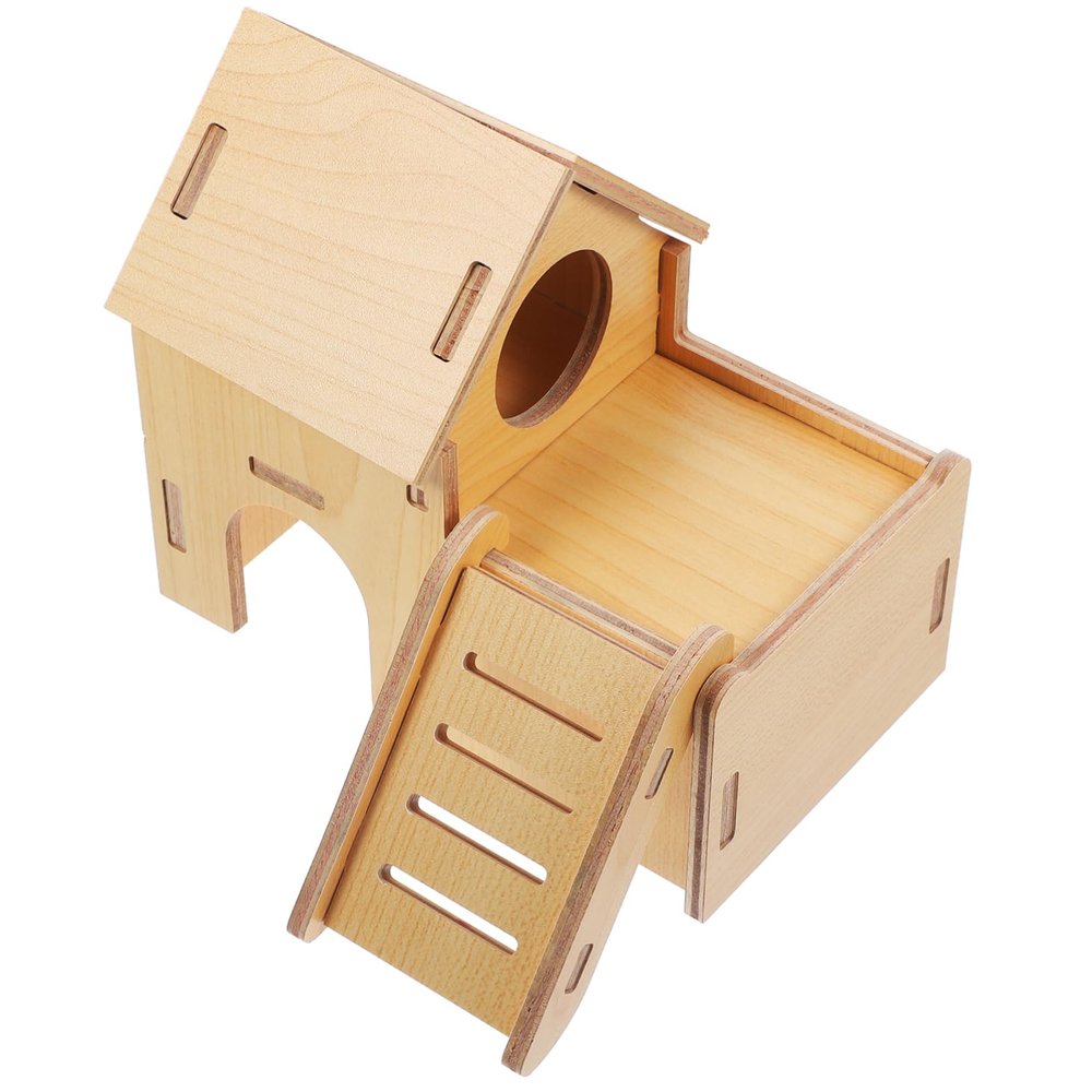 Sosoport Wooden Hamster House with Ramp