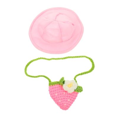 Sosoport 2-Piece Bunny Costume Set for Small Pets with Bunny Hat and Strawberry Bag