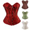 Cotton Corset for Women and Girls, Gothic Halloween Costume Overbust Top with Long Sleeves, Full-Bust Pink Corset Bustier view 2