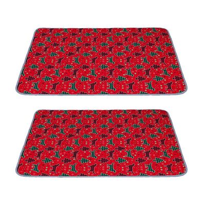 FANSU 2-Pack Reusable Puppy Pads for Dogs, Christmas Pee Mats, Washable, 150 x 90 cm, Red