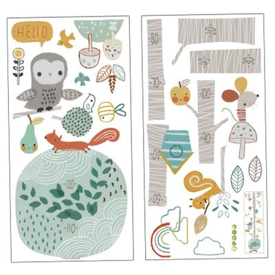 Children's Room Wall Decal with Animal Growth Chart, PVC, 1 Set