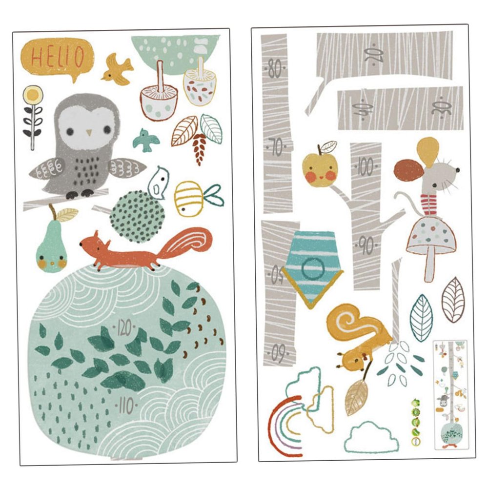 Children's Room Wall Decal with Animal Growth Chart, PVC, 1 Set