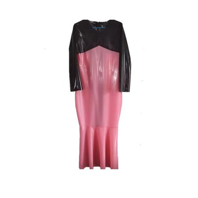 YGZHANYUANOKU Long Party Dress, 100% Latex Rubber, Pink and Black, Customizable, Size 42