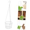 Happyyami Hanging Rabbit Hay Feeder with Metal Frame, White view 2