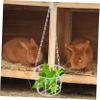 Happyyami Hanging Rabbit Hay Feeder with Metal Frame, White view 4