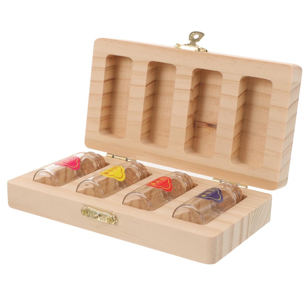 ibasenice Wooden Baby Keepsake Box, Baby Tooth and Hair Strand Storage, Glass Bottle, Portable