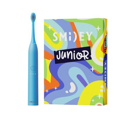 SMILEY Junior Electric Sonic Toothbrush for Kids with Replacement Brush, USB-C Cable & Stickers