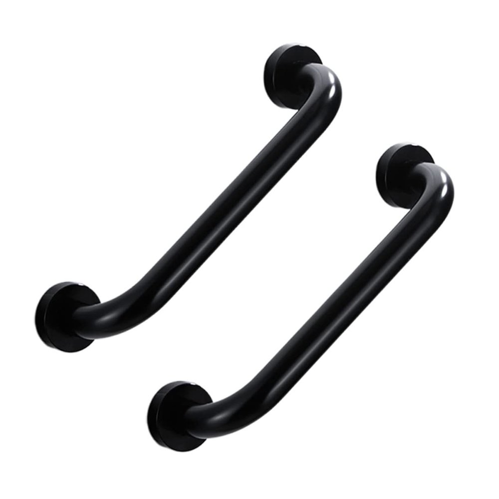 minkissy 2-Pack Non-Slip Bathroom and Bathtub Grab Bars, Wall-Mounted Aluminum, Black