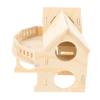 Happyyami Brown Wooden Hamster House for Small Pets view 1
