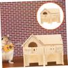 Happyyami Brown Wooden Hamster House for Small Pets view 3