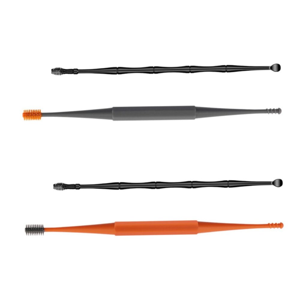 2-Piece Set of Double-Sided Silicone Ear Spoons with Spiral Design for Ear Cleaning