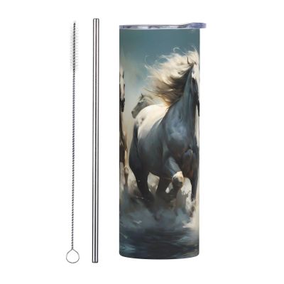 WZYWHJ 590 mL Stainless Steel Cup with Lid, Insulation, and Straw Set