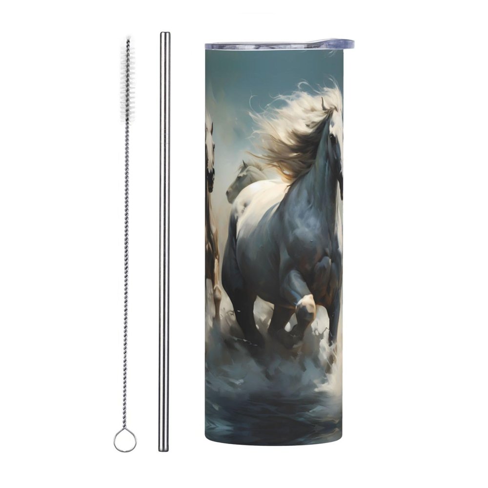 WZYWHJ 590 mL Stainless Steel Cup with Lid, Insulation, and Straw Set