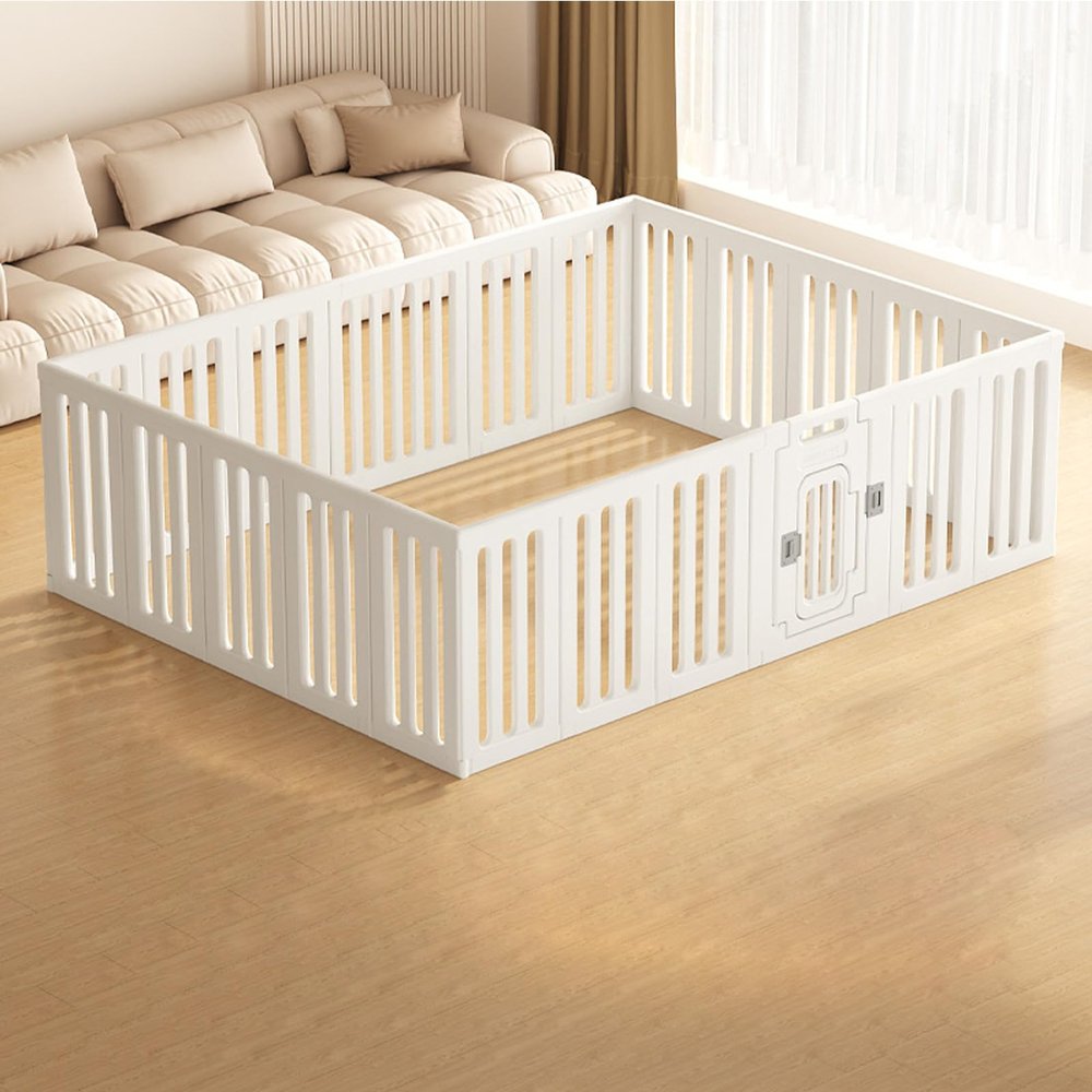 YPDOPORA Dog Gate and Pet Playpen, Freestanding Extra-Tall Dog Fence with Walk-Through Door