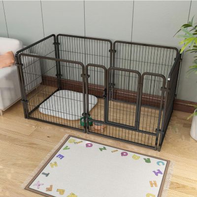 YPDOPORA Heavy-Duty Portable Pet Playpen, Dog Fence with Additional Fastening Hardware for Indoor Use, Black, 7XL
