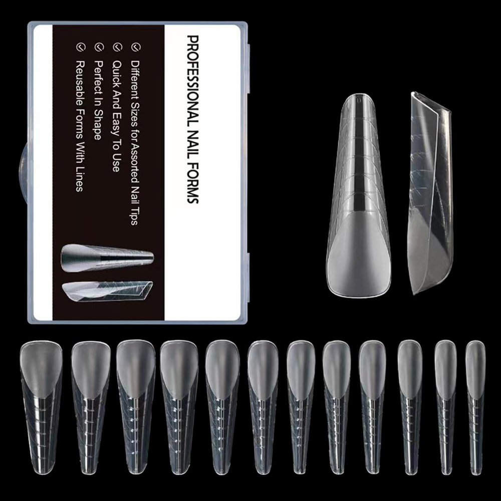 120PCS Clear Full-Coverage Dual Forms for Gel and Acrylic Nail Extensions