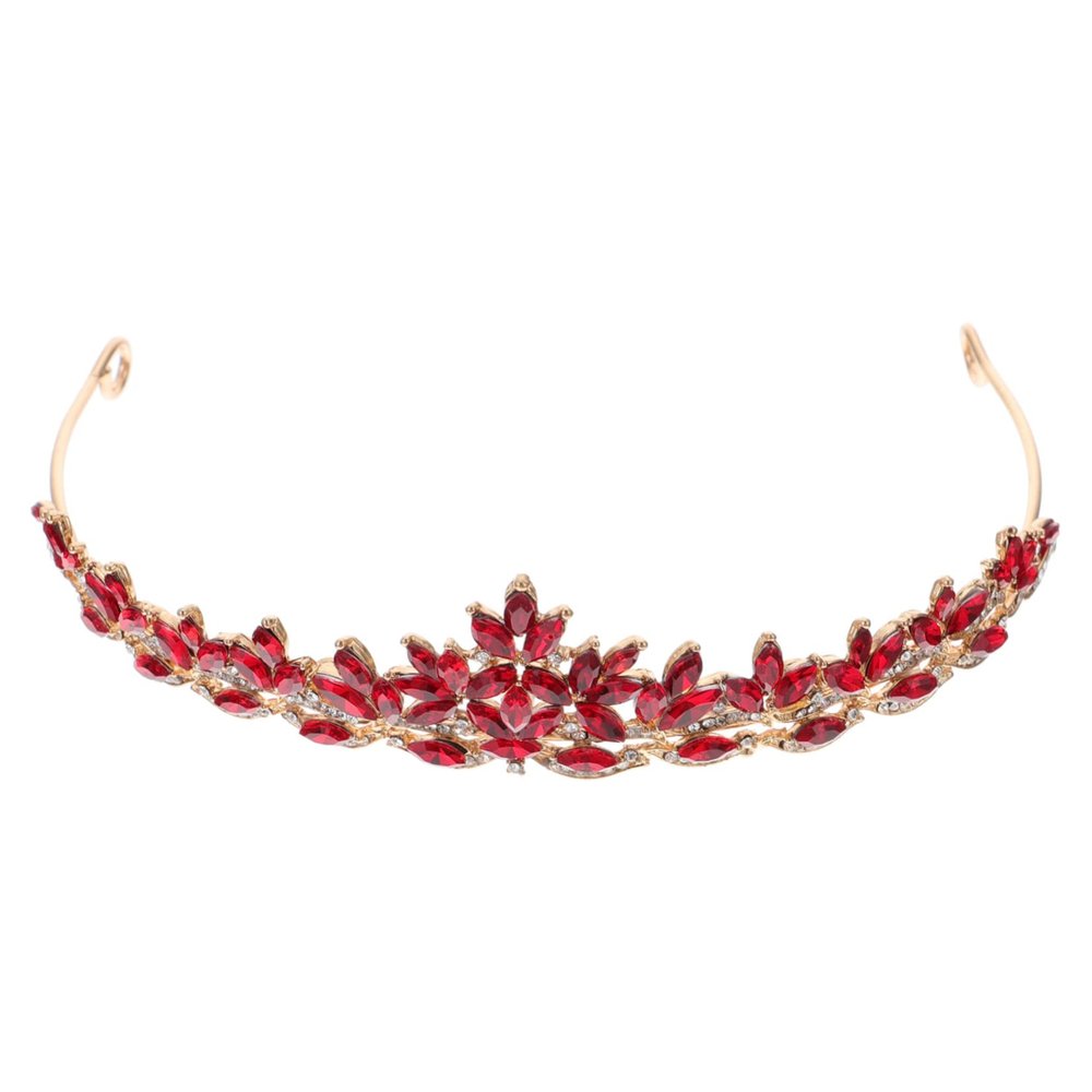 Bridal Rhinestone Headband with Red Stones