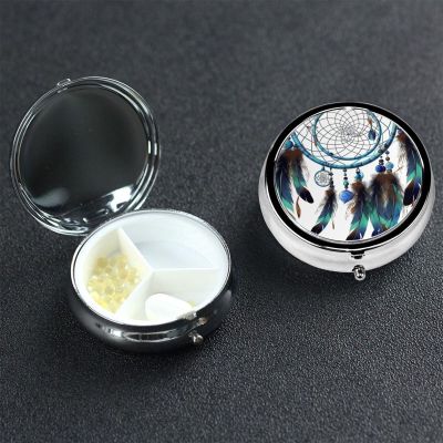 Round 3-Compartment Weekly Pill Organizer with Dream Catcher Design