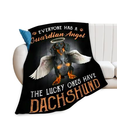 Kevcer Dachshund Blanket, Soft Warm Fleece Throw, 152.4 x 127 cm