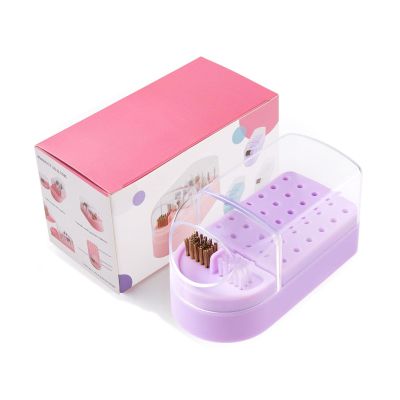 30-Hole Nail Drill Bit Storage Box with Cleaner
