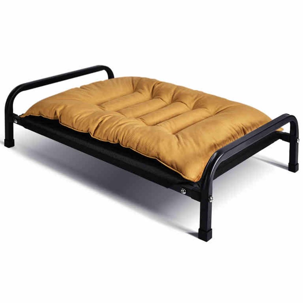 HOLGVE Elevated Iron Pet Bed, Brown, 34.6 x 25.1 in