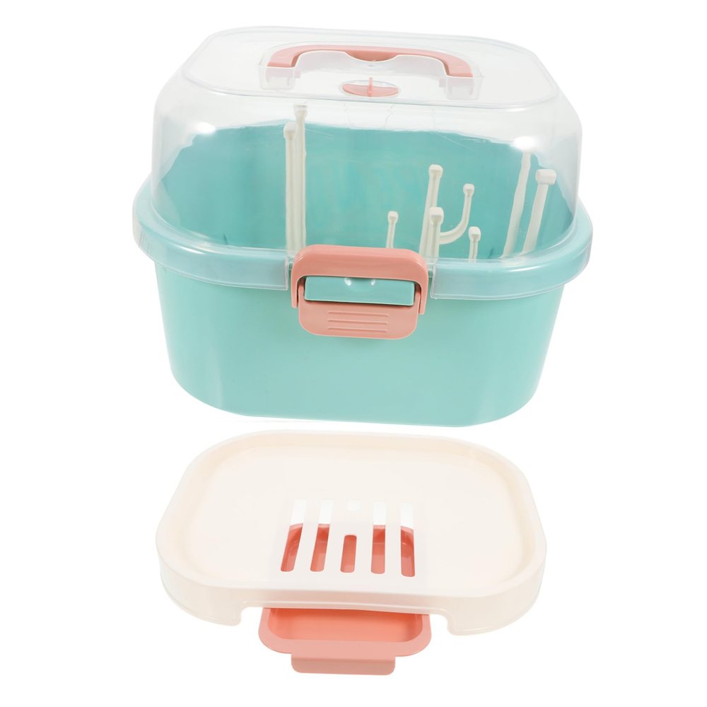 Alipis Baby Bottle Drying Rack with Lid, Dustproof PP Storage Box, Portable Holder for Travel, Ice Cube Tray