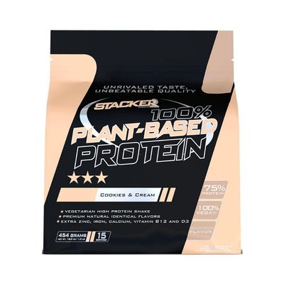 Stacker2 Europe 100% Plant-Based Protein, Cookies & Cream, 454 g
