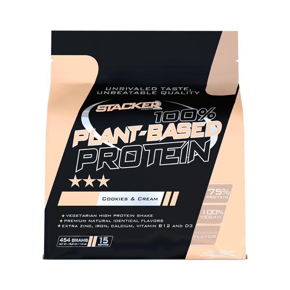 Stacker2 Europe 100% Plant-Based Protein, Cookies & Cream, 454 g