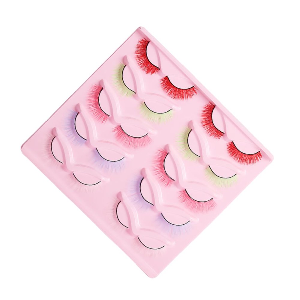 HAPINARY 10-Piece Set of Colored False Eyelashes for Women and Girls