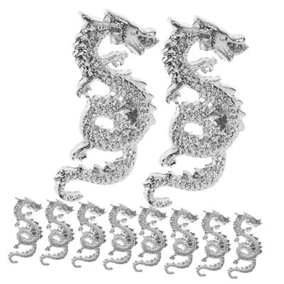 Healeved 10-Piece Nail Charms, Small Silver Dragon Alloy Decorations for DIY and Professional Nail Art