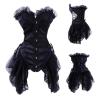 Women's Corset with Lacing, Sexy Wild West Style, Black/White, XL Short view 2