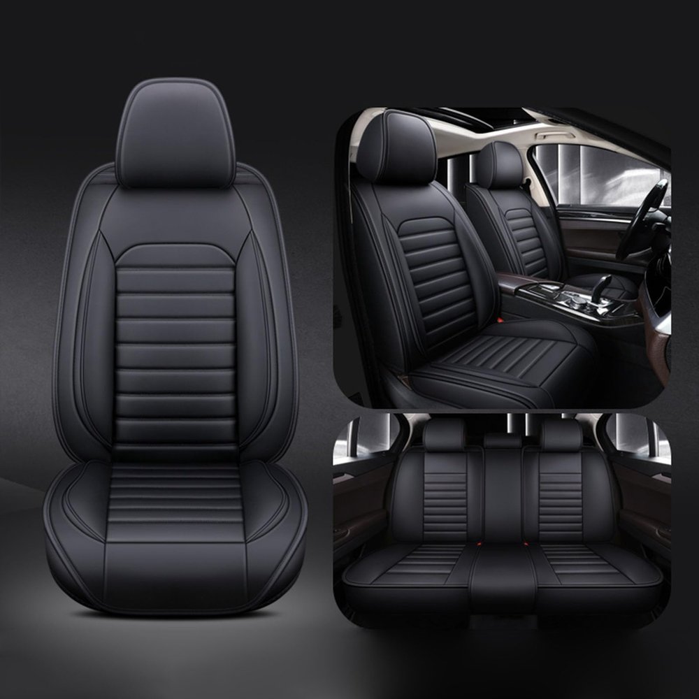YRCTHEK Universal Full Set Car Seat Covers for Clio 2019–2024, Airbag-Compatible, Waterproof PU Leather, All-Season, 5-Seater, A
