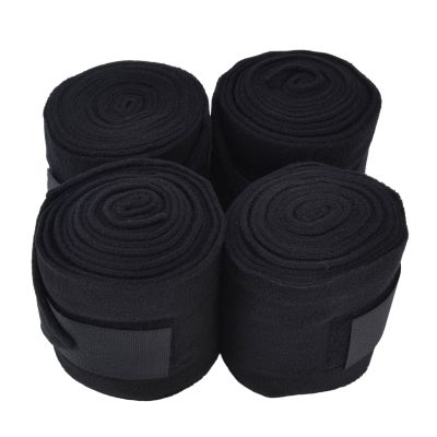 Beufee 4-Piece Horse Leg Bandages, Self-Adhesive Polo Wraps, 2.4 m, Black