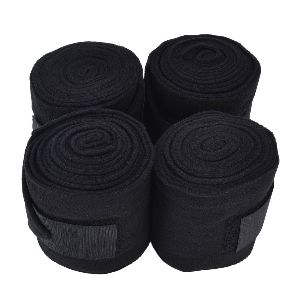 Beufee 4-Piece Horse Leg Bandages, Self-Adhesive Polo Wraps, 2.4 m, Black
