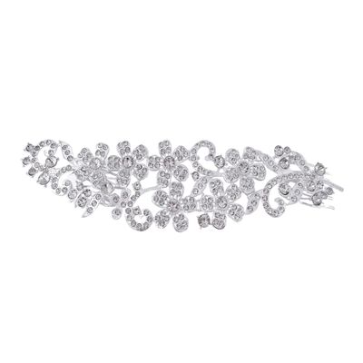 Bridal Hair Comb with Rhinestones and Crystal Glass in Silver