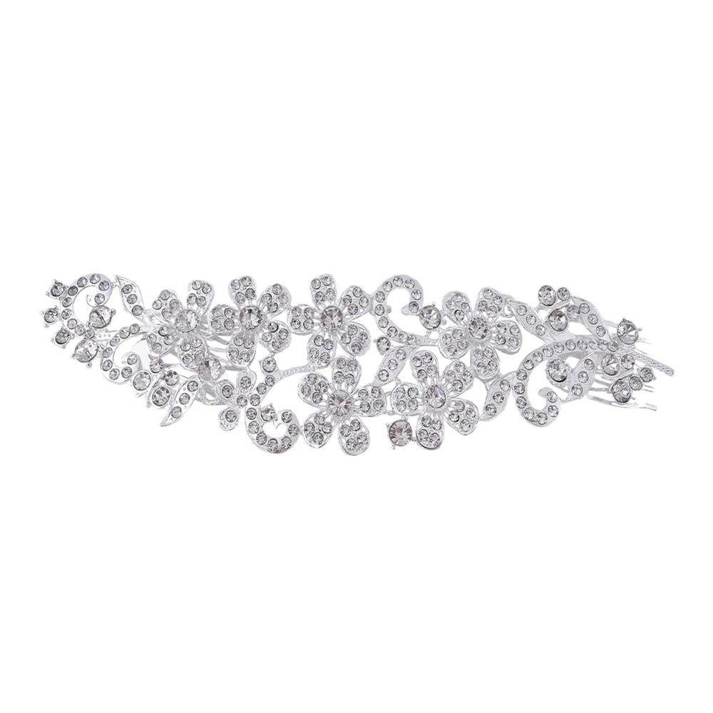 Bridal Hair Comb with Rhinestones and Crystal Glass in Silver