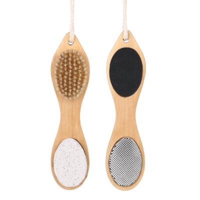 Bafnsiji Wooden Foot Scrub Brush and Foot File Set