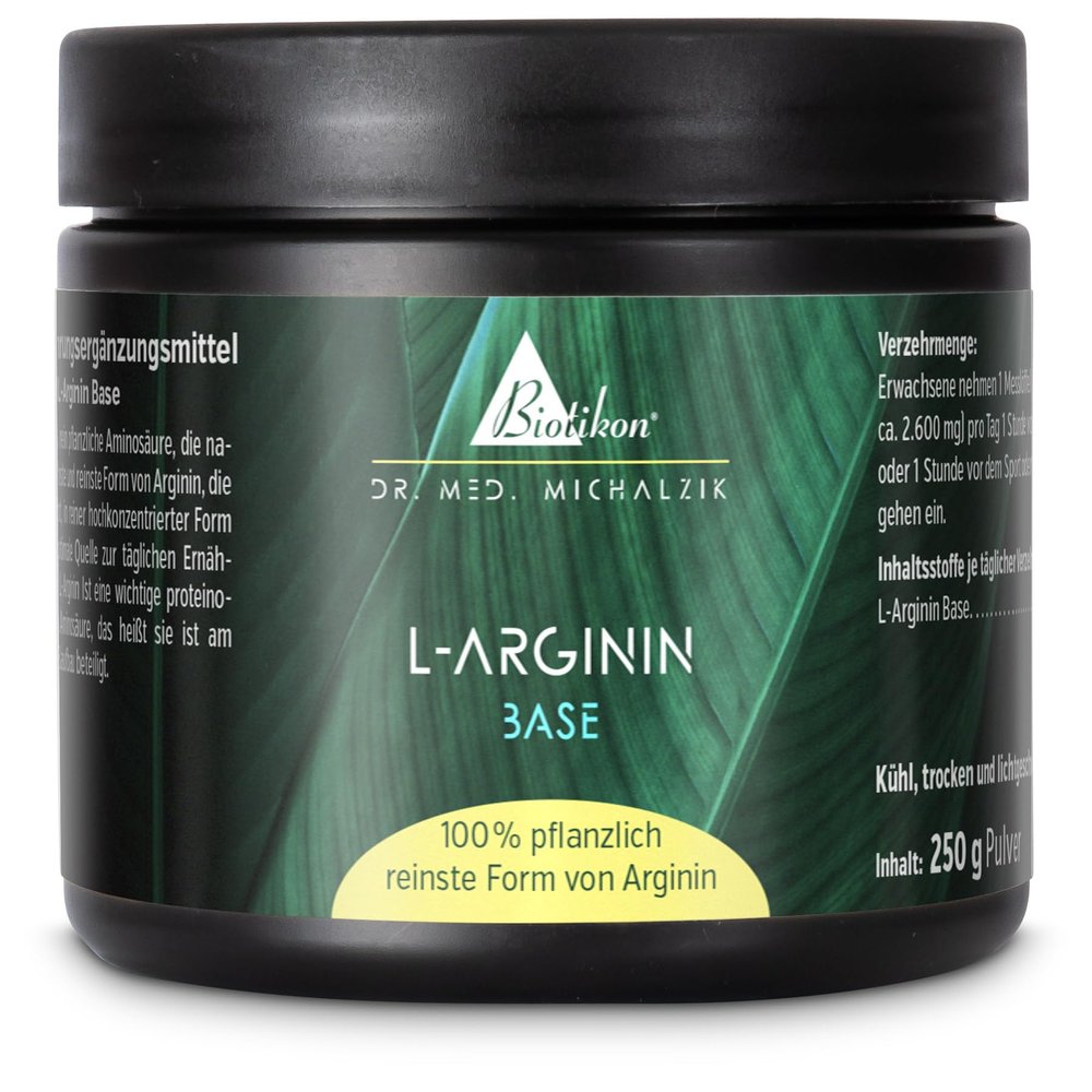 L-Arginine Base Powder by Dr. Michalzik, 2,600 mg, 250 g