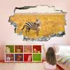 Zebra 3D Wall Decor Stickers for Kids' Rooms, Shattered Wall Art Stickers with Grassland Animals, Vinyl Art for Living Rooms and Kids' Rooms, Home Decor, 76.2 x 50.8 cm (W x H) view 1
